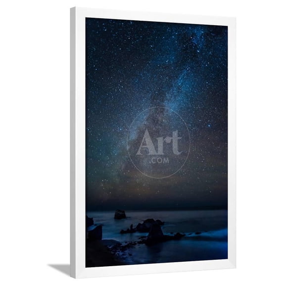 Scenic view of beach against star field at night, Sand Dollar Beach, Plaskett Creek, Big Sur, Ca, Scenic Framed Art Print Wall Art Sold by Art.Com