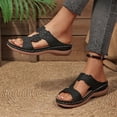 thumbnail image 3 of Rokment Orthopedic Wedges Slip on Sandals for Women with Arch Support Comfortable Summer Beach Flower Hollow out Leather Platform Arch Support Walking Dress Slides Black Size 9, 3 of 6