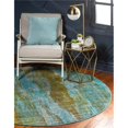 thumbnail image 1 of Unique Loom 3128087 6 x 6 Pi. Tapis Rond Lilly Jardin&44; Turquoise, 1 of 5