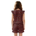 thumbnail image 2 of ZIATUBLE4S Black Red Polka Dot Print Girls Summer Jumpsuit Kids Button Flutter Sleeve Short Playsuit Elastic Waist Round Neck Casual Romper Outfit Clothes with Pockets for 11-12 Y, 2 of 6