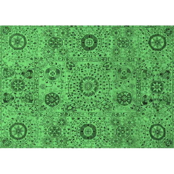 Ahgly Company Indoor Rectangle Abstract Emerald Green Modern Area Rugs, 3' x 5'