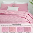 thumbnail image 6 of Whale Flotilla Microfiber King Size 96"x 104" Quilt Set Lightweight Quilted Bedspreads Coverlets Set with Stars Pattern, Pink, 6 of 9