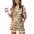 thumbnail image 2 of Halloween Outfits for Women 2 Piece Sets Spiderweb Skull Crew Neck Spooky Tops and Pumpkin Bat High Waist Horror Shorts, S, 2 of 5