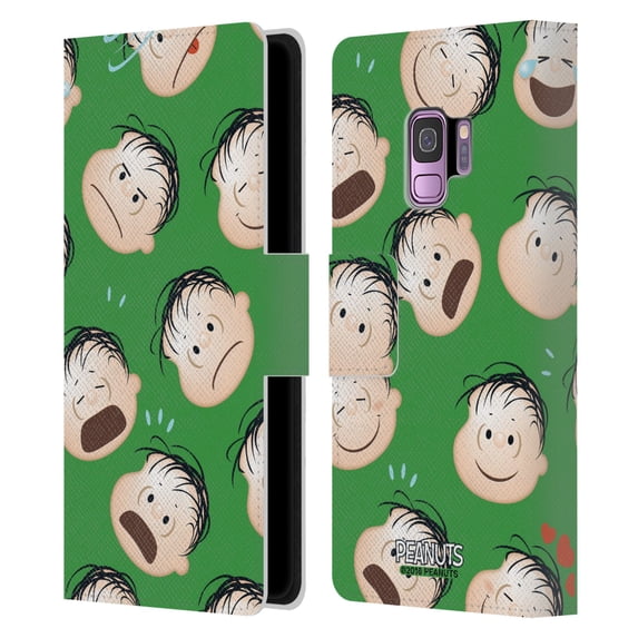 Head Case Designs Officially Licensed Peanuts Character Patterns Linus Leather Book Wallet Case Cover Compatible with Samsung Samsung Galaxy S9