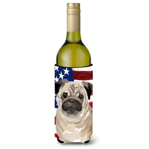 Fawn Pug Patriotic Wine Bottle Beverge Insulator Hugger
