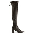 thumbnail image 3 of BLISSFUL STEP Women's Boots Faux Leather Over The Knee Thigh High Chunky Heel Pointed Toe Boots  Coffee 10, 3 of 7