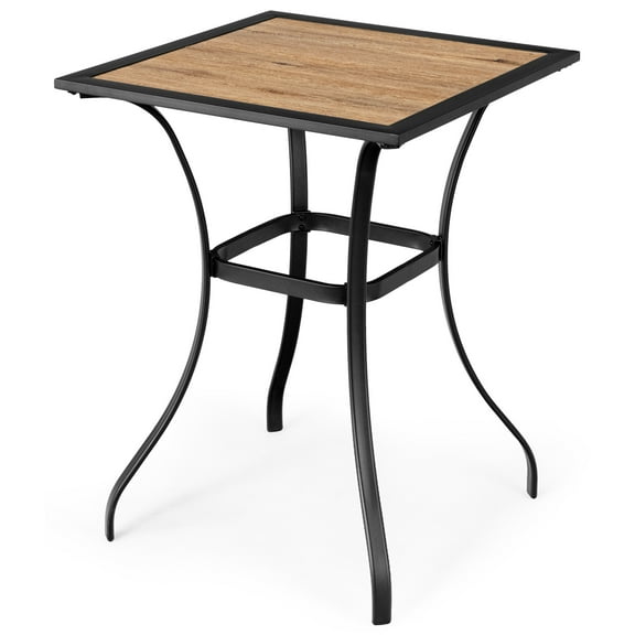 Patiojoy 28" Patio Bar Height Table Coffee Table Outdoor Steel Square Bar Table W/ Reinforced Steel Structure