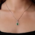thumbnail image 3 of Gem Stone King 925 Sterling Silver Green Nano Emerald and Black Onyx Pendant Earrings Set for Women (3.12 Cttw, Gemstone May Birthstone, with 18 inch Chain), 3 of 4