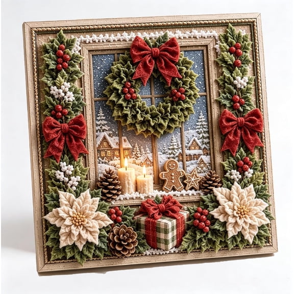 3D Christmas Fabric Poke Art Kit | DIY Christmas Craft Kit with Simple Illustrated Guide,Handmade Fabric Poke Art Kit for Adults and Beginners Christmas Decorations