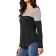 thumbnail image 4 of Unique Bargains T-Shirt Casual à Manches Longues à Col en V pour Femmes, 4 of 7