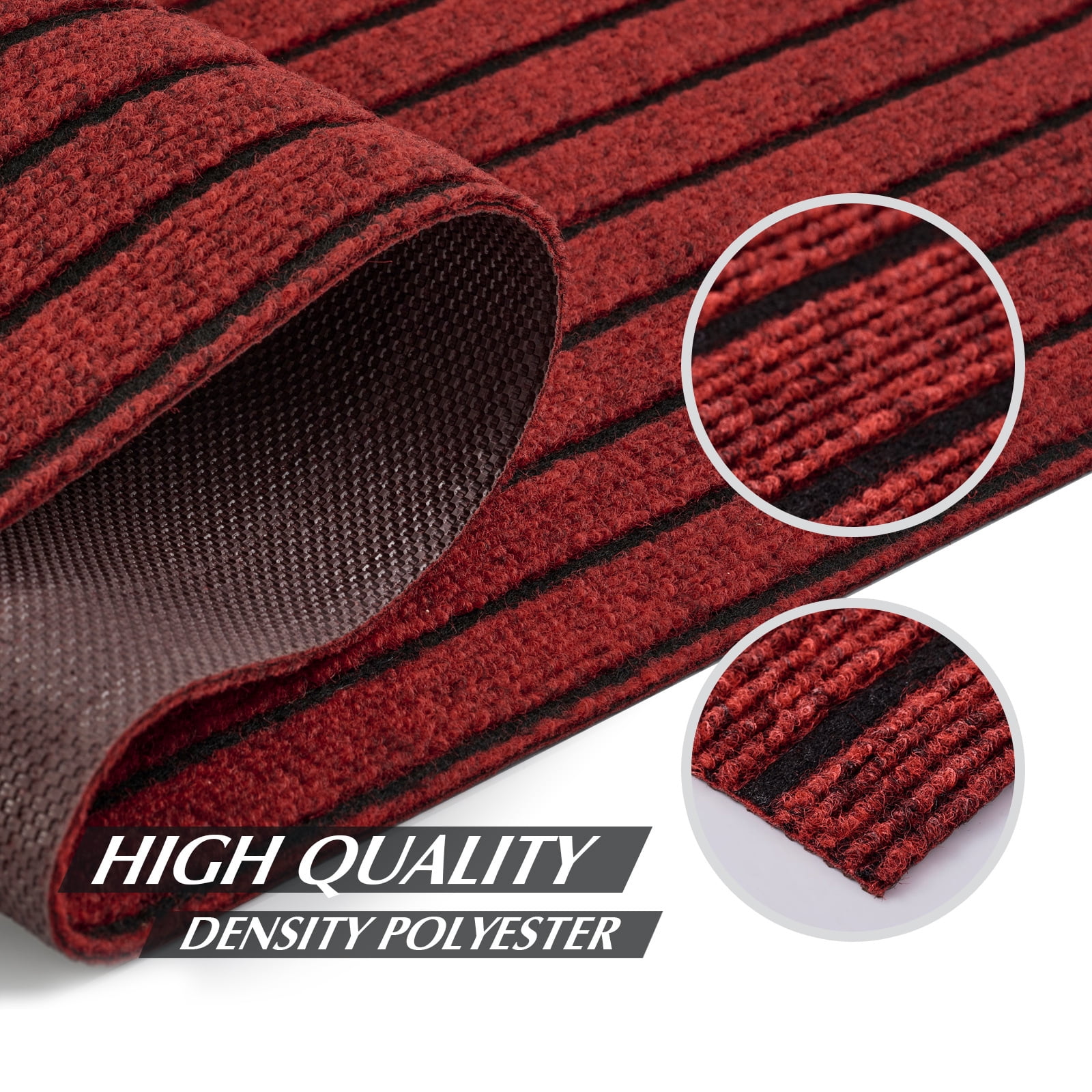 Morefany Runner Rugs Outdoor Indoor Area Rug with Rubber Backing Non Slip Carpet Custom Size Mat for Hallway Entryway Kitchen Garage Laundry Striped Red 6' x 25'