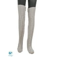 thumbnail image 2 of Deago Women's Cable Knitted Thigh High Boot Socks Long Winter Over Knee Stockings Leg Warmers (Gray), 2 of 7