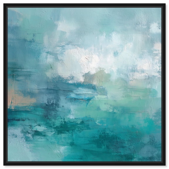 Green Blue II Canvas Abstract Wall Art by Art Remedy, Black Frame, 12 x 12