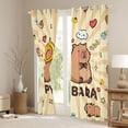 thumbnail image 3 of Homewish Cute Capynara Kapibara Curtains Pack of 2 (42x84 Each),Geometric Striped Line Curtains Blackout,Brown Beige Bedroom Curtains For Kids,Super Cozy Room Decor, 3 of 6