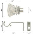 thumbnail image 2 of Curtain Rod 1inch Diameter Adjustable Window Drapery Rods with clear color acrylic plexiglass finials, 3piece brackets, hardware kits. Silver 28-48 inches., 2 of 5