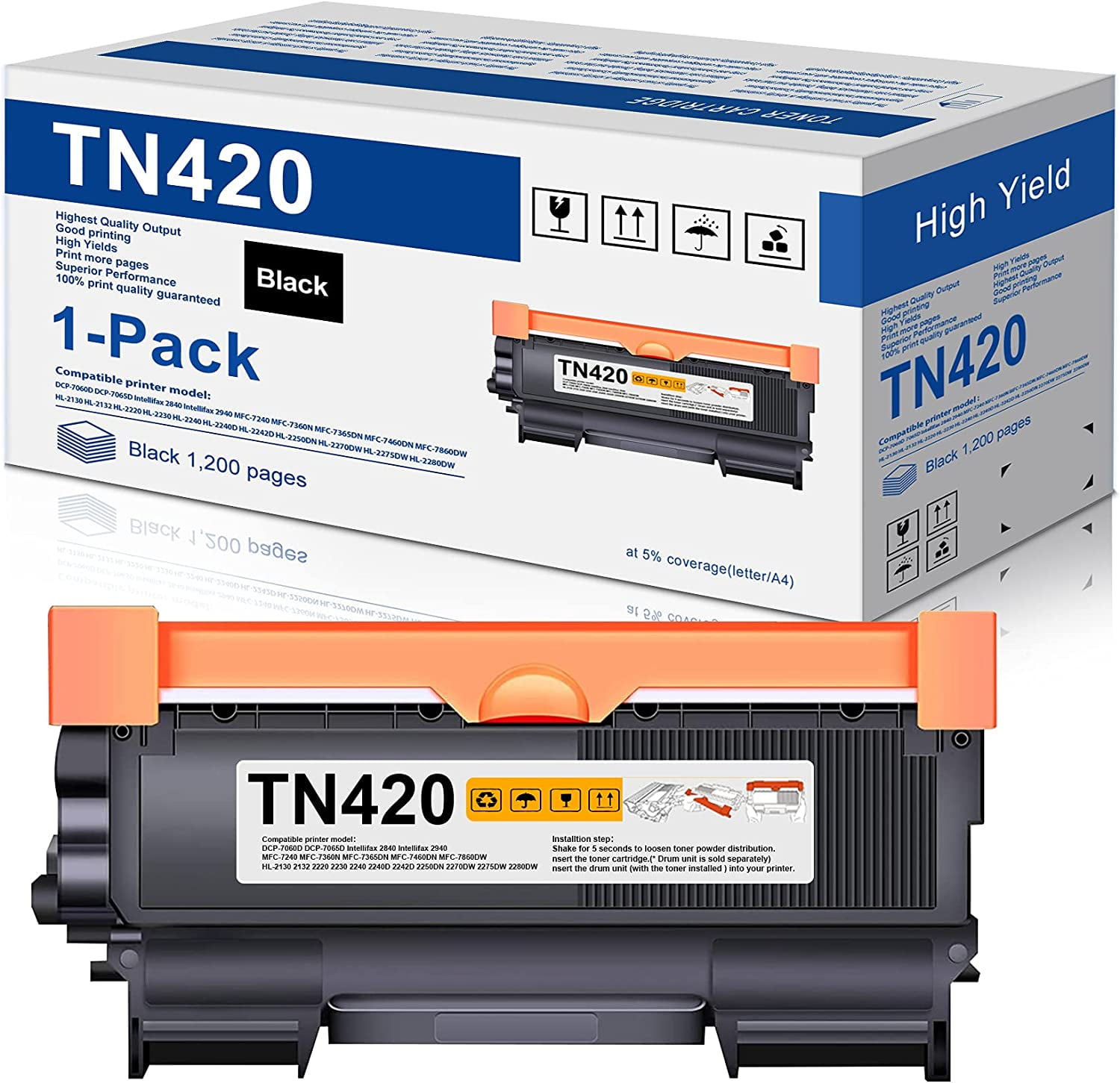 TN420 Black Toner Cartridge Brother Printer - Walmart.com