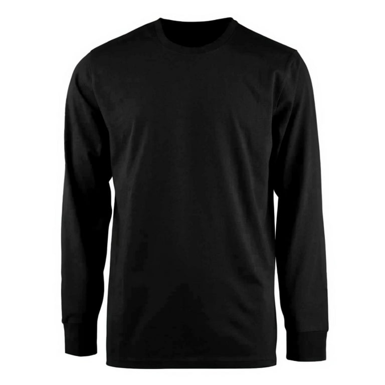 Men's Long Sleeve Crew Neck Ribbed Cuff Solid Tee/T-Shirt , Black