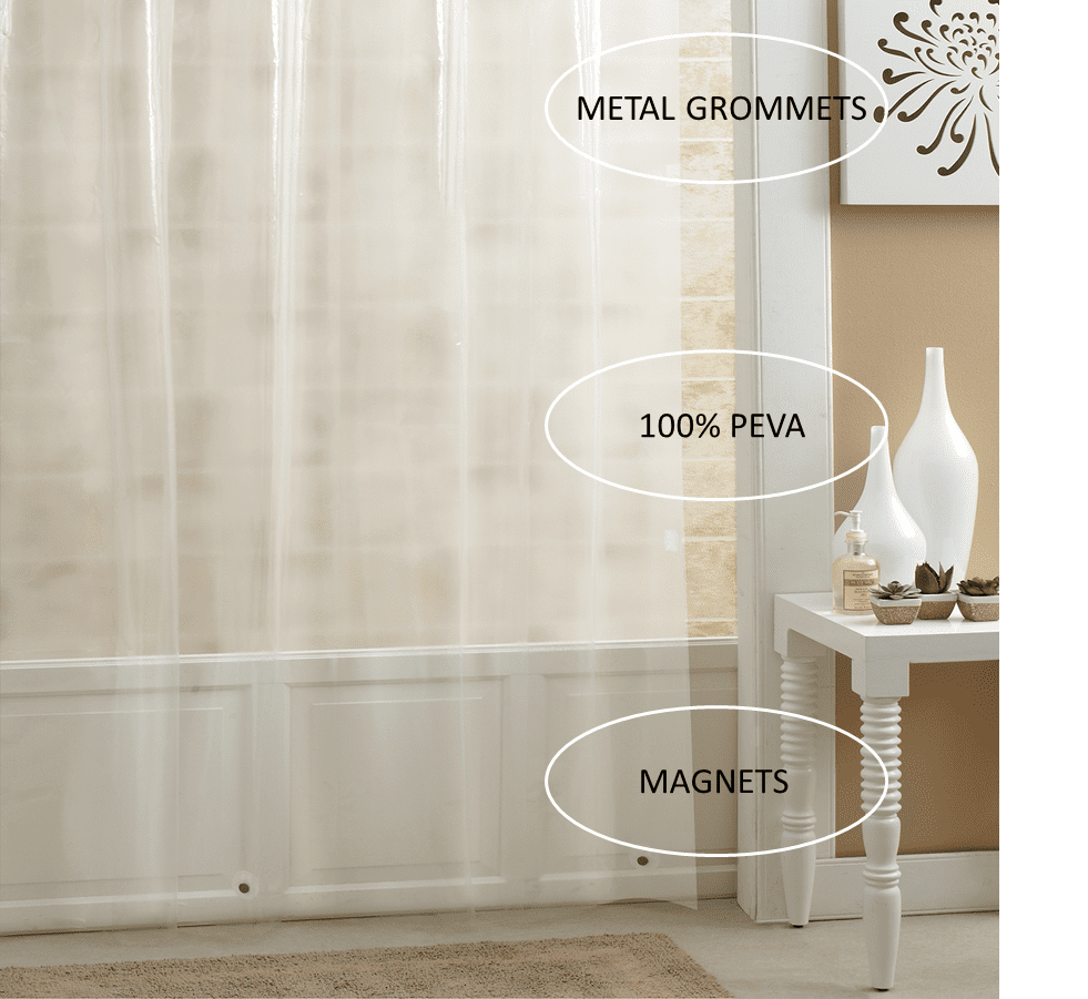 Mainstays Frosty PEVA Shower Curtain, 54" x 78" Waterproof