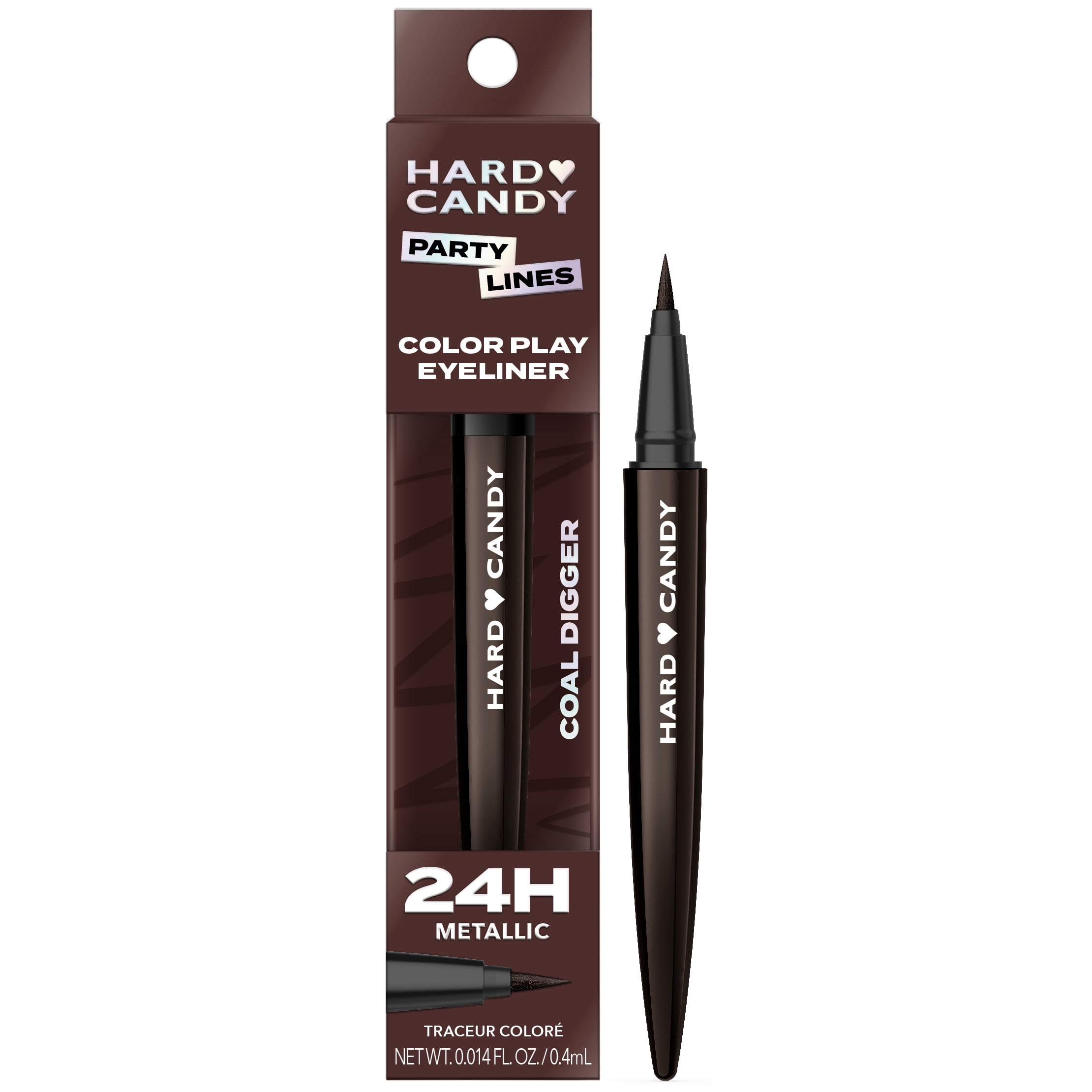 (2 pack) Hard Candy Party Lines Color Play Eyeliner, Liquid Liner, 24HR Wear, Coal Digger, Metallic Grey