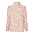 thumbnail image 2 of MAWCLOS Women Shirts Long Sleeve Tops Ruffled Blouse Casual Office V Neck Tees Pink Print S, 2 of 5