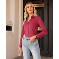 thumbnail image 4 of Camisas con botones para mujer Siliteelon, corte ajustado, color rojo XL, 4 of 9