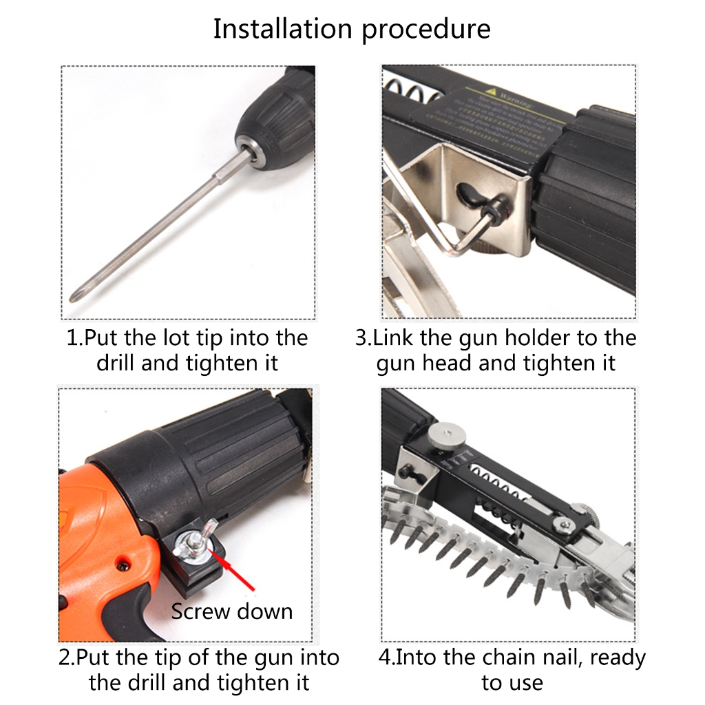 Chain Belt Screw Siding Nailer Cordless Drill Framing Nailer Automatic Nail Machine Electric Nail Power Drill Attachment