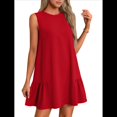 thumbnail image 2 of Vestido Tipo Chaleco Sin Mangas con Cuello Redondo en Color Liso, Rojo, Talla S, 2 of 6