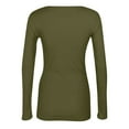 thumbnail image 5 of Womens Long Sleeve Stretch Crewneck Ribbed T-Shirt Slim Fit Casual Basic Tops Army Green L, 5 of 5