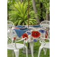 thumbnail image 3 of Outdoor Tablecloth with Umbrella Hole for Patio/Picnic/Party/Camping, Red Blue Poppy Floral Waterproof Table Cloth Round Cover Washable, Vintage Spring Flowers Linen (Dia 54"), 3 of 8