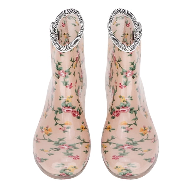 Botas de lluvia para mujer con estampado antideslizante e impermeables, zapatos de jardín (38)