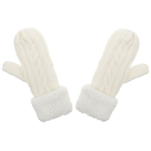 Tineasur 1 Pair of Women Knitted Gloves White Warm Lining for Skiing and Snowboarding in Winter