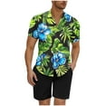 thumbnail image 3 of cllios Men's 2 Piece Hawaiian Outfits Short Sleeve Button Down Shirt and Shorts Set Beach Tracksuits, 3 of 6