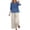 Blue, variant on Floral Embroidered Cotton Linen Set for Women, V-Neck 3/4 Sleeve Blouse with Drawstring Wide Leg Pants - Boho Summer Casual Co-ord Outfit Light Blue XL