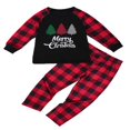 thumbnail image 2 of Matching Family Christmas Pajamas Set  Letter Reindeer Top Plaid Pants Set Sleepwear, 2 of 6