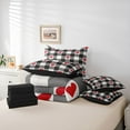 thumbnail image 6 of Castle Fairy 7-Piece Full Bedding Set, Red Love Heart Print Geometric Plaid Design, 6 of 8