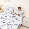 thumbnail image 3 of Castle Fairy Sport Hockey Stick King Sheets 4pcs, Ball Game Bedding, White Navy,1 Fitted Sheet, 1 Flat Sheet and 2 Pillowcases, 3 of 6