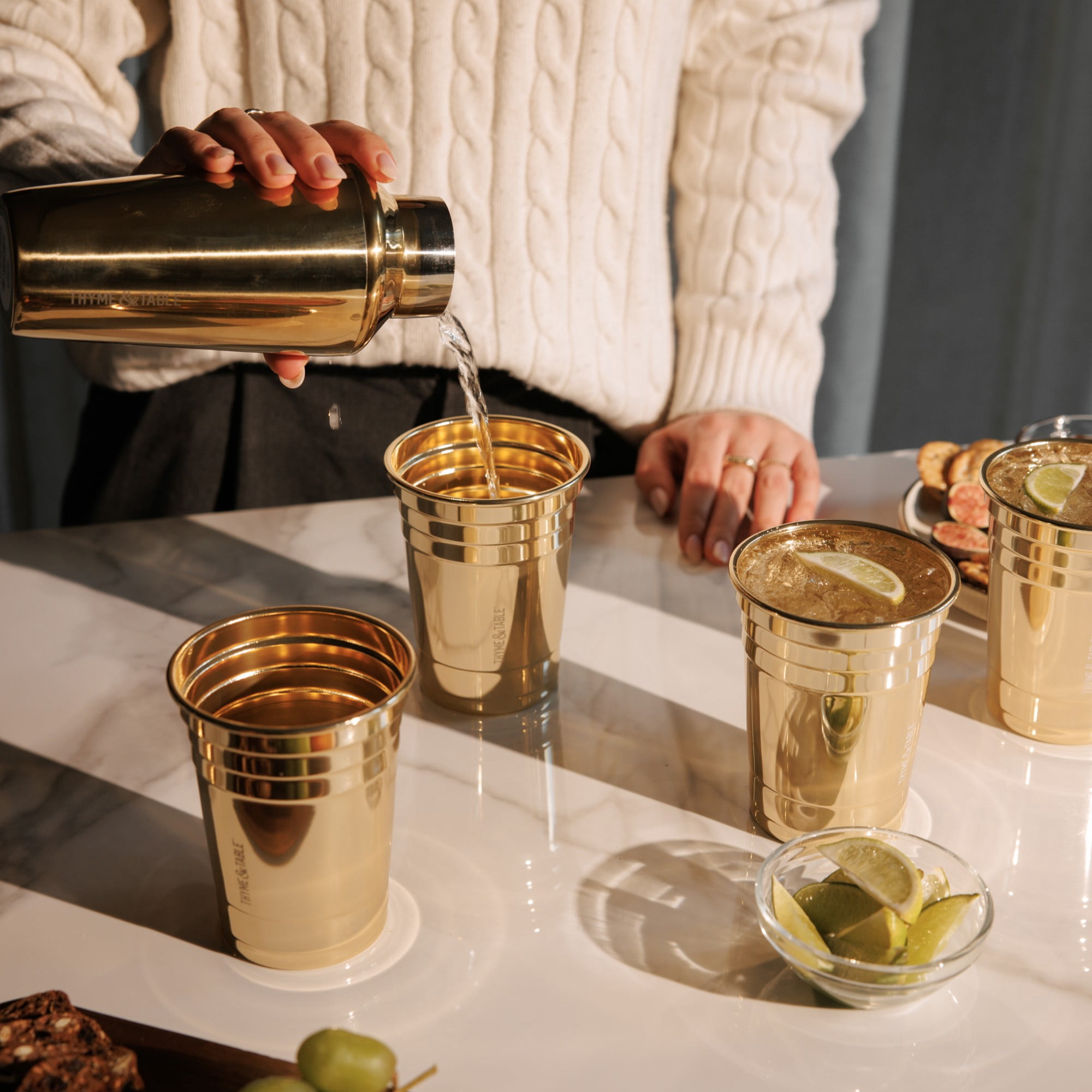 (2 pack) Thyme & Table 17 fl oz Gold Party Cups, Set of 4