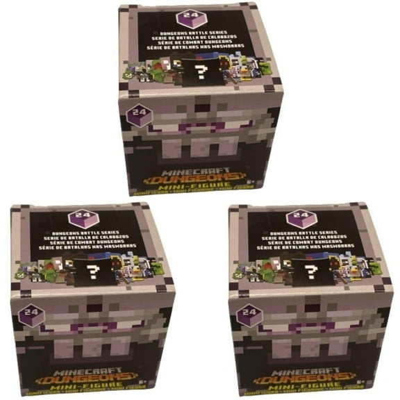 Minecraft Dungeons Series 24 Mini Figure Mystery Pack Bundle of 3 Packs