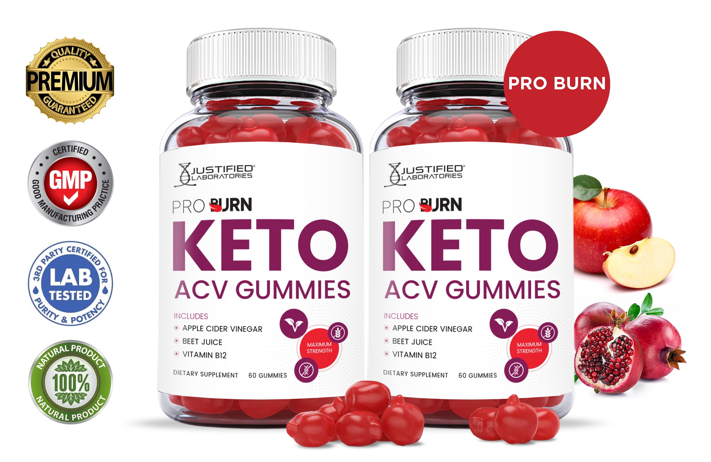 (2 Pack) Pro Burn Keto ACV Gummies 1000MG Dietary Supplement 120 Gummys
