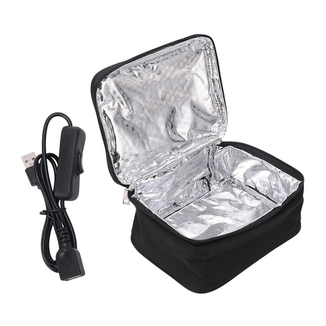 Bolsa para lonchera con calefacción por USB, reutilizable, práctica, para calentar alimentos, bento Negro