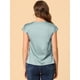 thumbnail image 4 of Blusa sedosa para mujer, cuello redondo, plisado, informal, elegante, superior Azul polvoriento S, 4 of 5