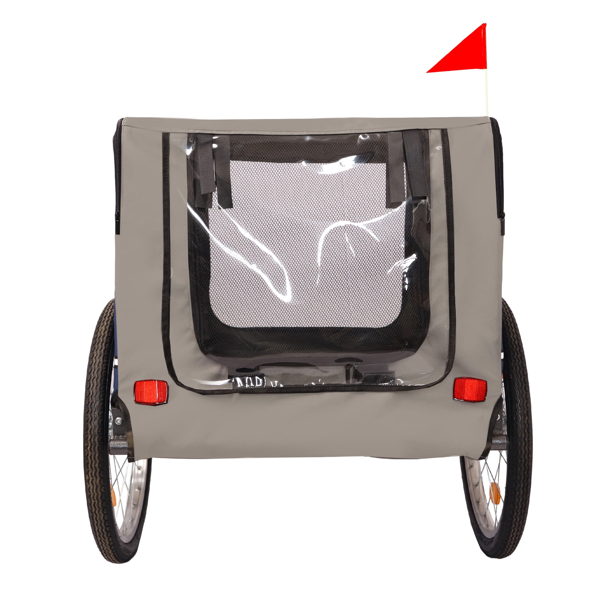 Dog Bike Trailer, Breathable Mesh Dog Cart Folding Pet Carrier Wagon with 20 Inch Wheels, Bicycle Carrier