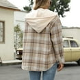 thumbnail image 4 of Uhndy 2022 Jackets for Women, Fashion Women Casual Buttons Plaid Printed Long Sleeve Hooded Jacket Outerwear Winter Coats Christmas Gifts for Women, 4 of 6