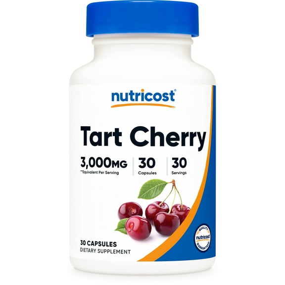 Nutricost Tart Cherry Extract 3000mg Equivalent (from 300mg of 10:1 Extract), 30 Vegetarian Capsules - Gluten Free, Non-GMO