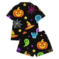 thumbnail image 4 of HAYIMI Girls Halloween Print Short Sleeve Button Lapel Blouse Tops And Shorts Pajamas Kids Nightwear Homewear, 2-3 Years, 4 of 5
