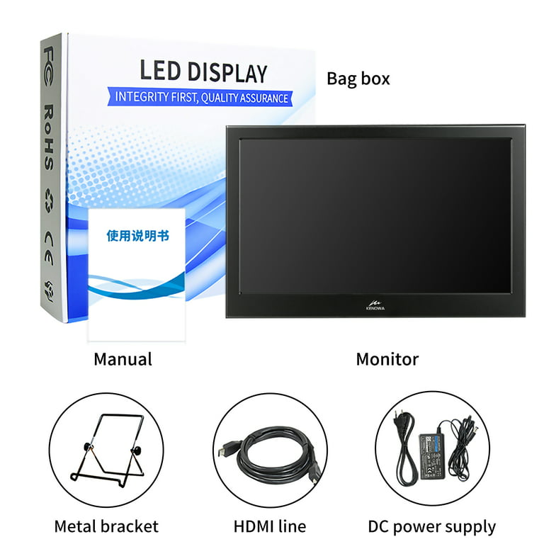 Moniteur portable Kenowa 13.4 Écran portable Full HD 1366x768 Écran  externe mobile avec HDMI et VGA pour ordinateur