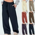 thumbnail image 6 of AherBiu Wide Leg Sweatpants for Women Lightfleece Lined Straight Joggers Drawstring High Waisted Casual Loose Pants with Pockets, 6 of 7