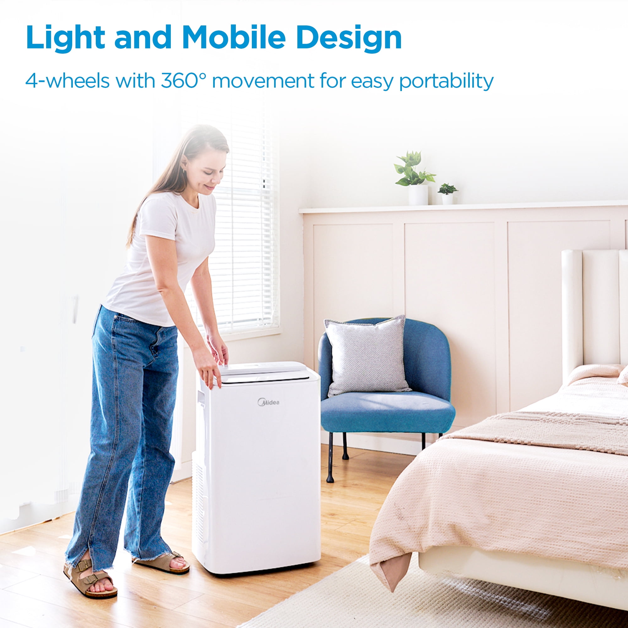 Midea 8,000 BTU SmartCool Portable Air Conditioner, For spaces up to 350 Sq. Ft, White, MAP08S1XWT-S