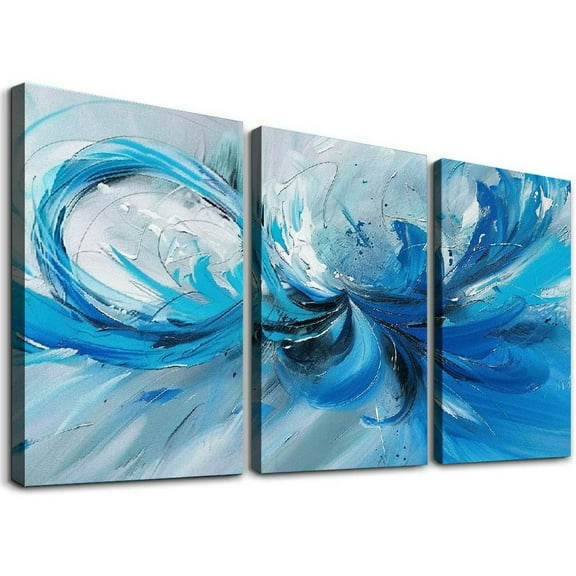 Ullo0ord Modern Abstract Wall Art - Large Canvas Wall Art for Living Room, Bedroom, Office - Blue Paintings Decor - Pictures & Artwork for Wall Decorations
