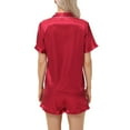 thumbnail image 5 of vigerkar Pajamas for Women Satin Womens Pajama Sets Short Sleeve Lounge Set 2-Piece Sleepwear Button-Down PJ Set Red, S, 5 of 8